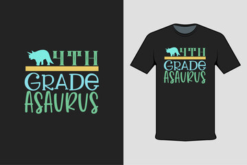 4th grade asaurus modern black t-shirt design