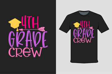 4th grade crew modern black t shirt design