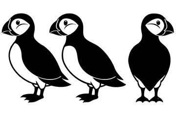 puffin bird silhouette vector illustration