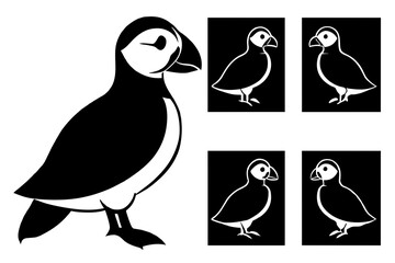 puffin bird silhouette vector illustration