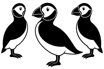 puffin bird silhouette vector illustration