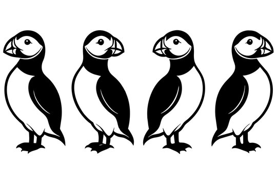 puffin bird silhouette vector illustration