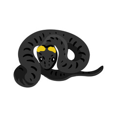 vector drawing ringed snake isolated at white background, hand drawn illustration