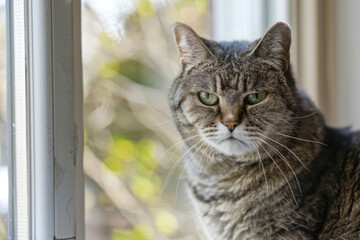 A hilarious close-up of a grumpy-looking cat with a permanent frown