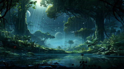 night in the forest  high definition(hd) photographic creative image