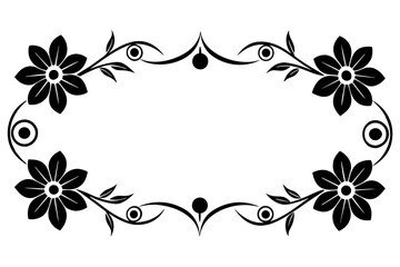 flower decorative border silhouette vector illustration