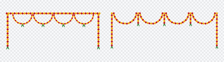 Toran marigold, Traditional indian, marigold, durga puja, Vector marigold, decoration, flower, ganapati. diwali. karwa choth. dasara onam indian festivals on. transparent, background PNG, 