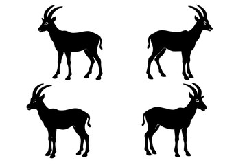 ibex silhouette vector illustration - obrazy, fototapety, plakaty