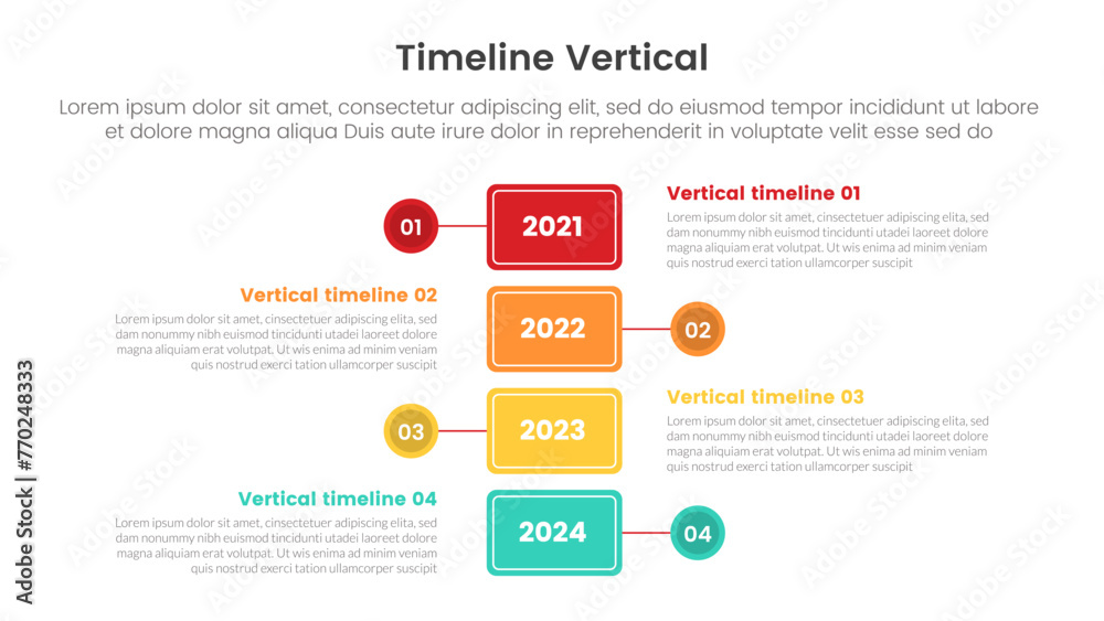 Poster vertical timeline milestone infographic template banner with round rectangle box and circle line con