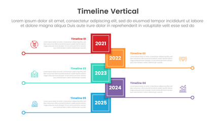 vertical timeline milestone infographic template banner with square shape and line bottom accessories with 5 point list information for slide presentation