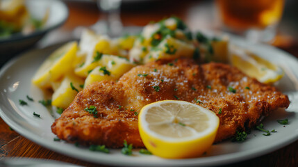 A Classic Schnitzel: Tender Veal Meets Tangy & Creamy Bliss