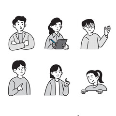 ビジネスカジュアル人物の上半身セット
