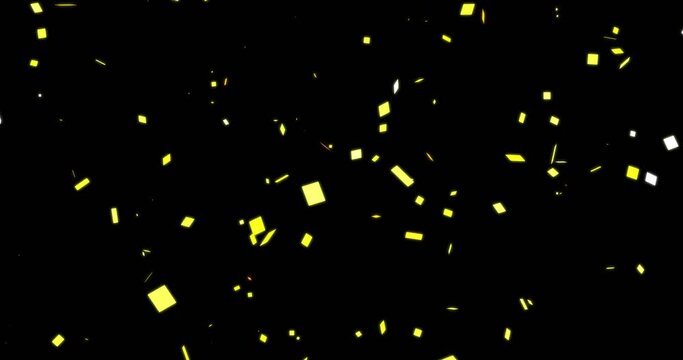 Colorful simple yet trendy happy birthday party burst celebration confetti falling 4K. Explode winner independence day joyful glowing video animation of carnival particles falling defocused gold.
