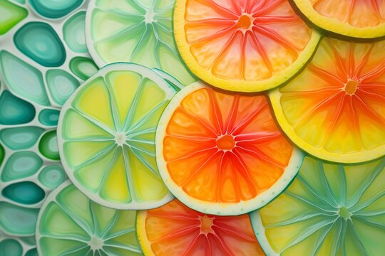 A fruit salad seen from above a kaleidoscope of flavors and colors