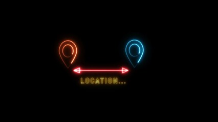 Directional location icon and location tracking point illustration on black background.