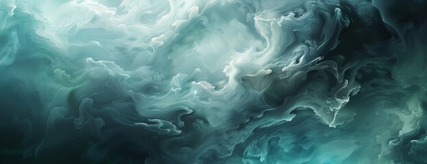 a painting of a blue and green swirly background - 770252167