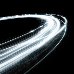 Luminous white lines of speed. Light glowing effect. Abstract motion lines. Light trail wave, fire path trace line, car lights, optic fiber and incandescence curve twirl  - obrazy, fototapety, plakaty