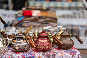 Elegant Collection of Traditional Teapots at a Craft Market, Asican tradition, Asican culture