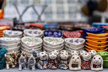 Ceramic Wares and Whimsical Figurines at a Traditional Market, asian culture, asican market, travel