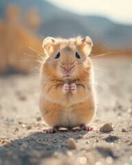 A small hamster sitting on the ground with its paws crossed. Generative AI.