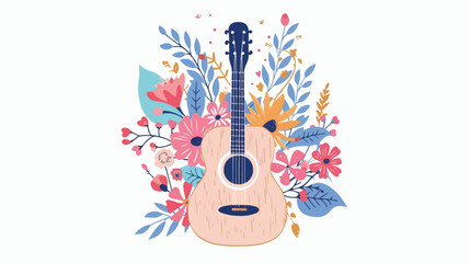 Music festival vector illustration guitar with flow