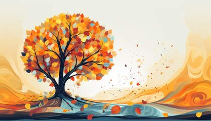 Nature abstract autumn tree illustration