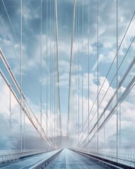 Obraz premium Zoom in on the structural elements of bridges, emphasizing the connection points, suspension cables, and geometric patterns 