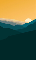landscape with mountains vector illustration.