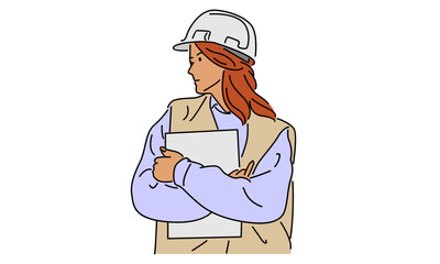 line art color of woman engineering
