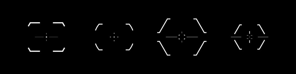 Cyberpunk style set of elements. Futuristic design targets, aims, sights, and crosshairs. A pack of aims. A vector collection of futuristic cyberpunk design elements