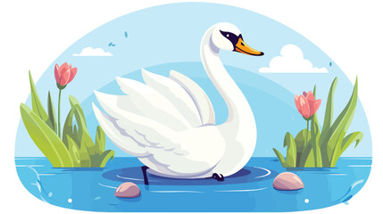Newly hatched swan in egg. Ugly duckling fairy tale - obrazy, fototapety, plakaty