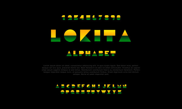 Lokita creative geometric modern urban alphabet font. Digital abstract futuristic, fashion, sport, minimal technology typography. Simple numeric vector illustration
