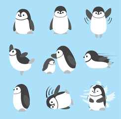 Chinstrap Penguin Cute Set Cartoon Character Vector