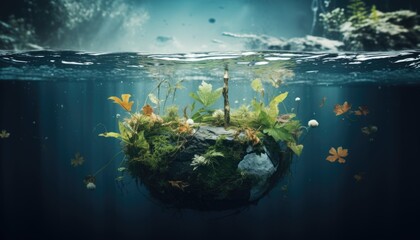 Picture of the earth in the water - obrazy, fototapety, plakaty