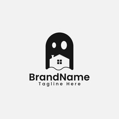 Design vector GhostHouse logo icon design suitable for haunted house businesses
