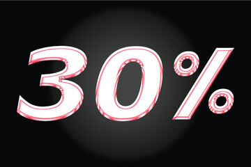 Number design, 30 percent discount, beautiful, bright colors.