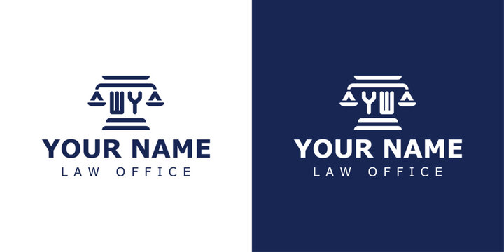 Letters WY and YW Legal Logo, suitable for lawyer, legal, or justice with WY or YW initials