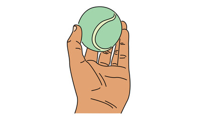 line art color of hand holding tennis ball