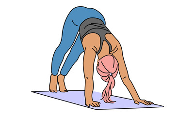 Line art color of Woman Yoga Pose