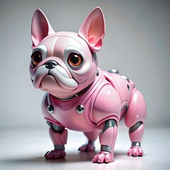 Cute pink french bulldog dog robot