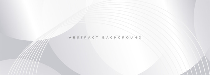 Abstract modern white background with circles and circular stripes. Vector illustration wide banner graphic design template for presentation, annual report, wallpaper, banner, background or cover.