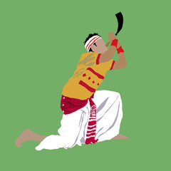 illustration of a assamese man wearing  bihu traditional dress .Illustration Of Traditional Background For Bihu Happy Bihu , Assamese New Year, Indian Traditional Festival, Harvest Festival Of Assam