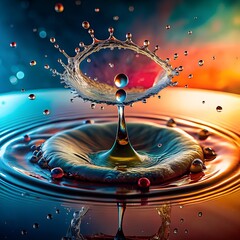 Drop photography, water, high-speed photography, craters, drops, play of colours