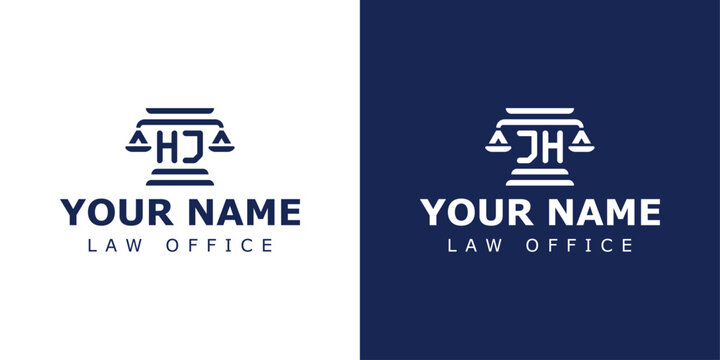 Letter HJ and JH Legal Logo, suitable for lawyer, legal, or justice with HJ or JH initials