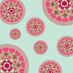 Beautiful mandala pattern, abstract background with colorful geometric elements, graphic design illustration wallpaper, digital art template, seamless pattern with flowers