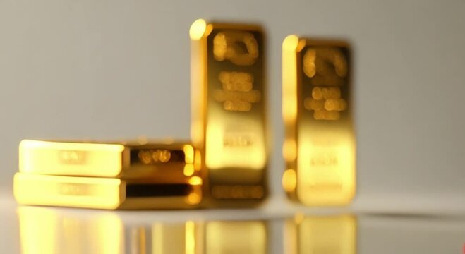 Beautiful and shiny 3d view of gold bars