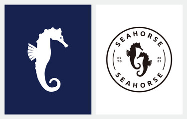 Seahorse Hipster logo design icon vector template