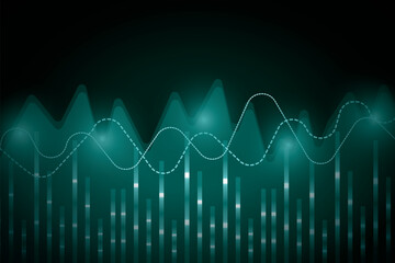 Fototapeta premium business investment trading stock on blue dark background. chart increase digital technology. financial data strategy. market chart profit money. vector illustration hi-tech. candlestick forex growth