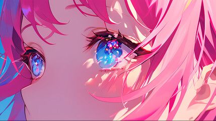 close up of beautiful anime girl eyes