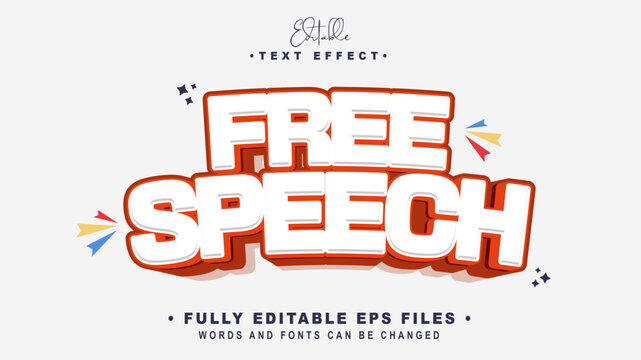 editable free speech text effect.typhography logo